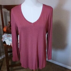Old Navy-  Long Sleeve Mauve V-Neck Top